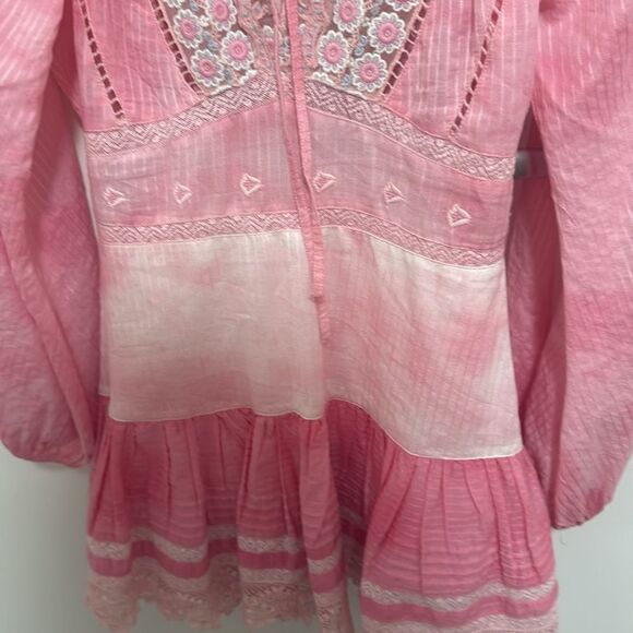 LoveShackFancy Cherie Woman’s Dress in Pink Zinnia Hand Dyed Cotton. Size 00. - Picture 7 of 9